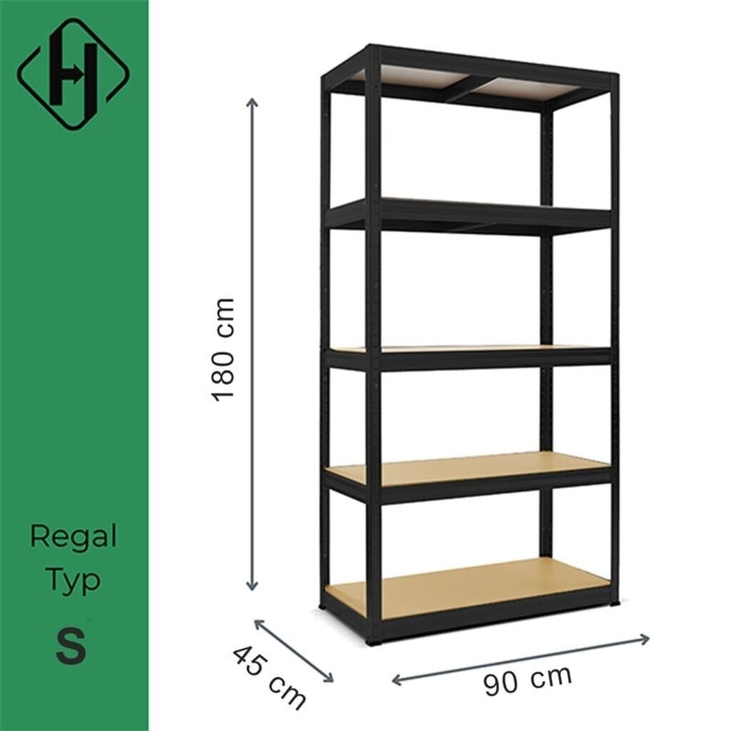 HEMMDAL Rayonnage pour charges lourdes Type S, noir – 180 x 90 x 45 cm – jusqu'à 750 kg N° de l'image du produit 2 : HEMMDAL Rayonnage pour charges lourdes Type S, noir – 180 x 90 x 45 cm – jusqu'à 750 kg