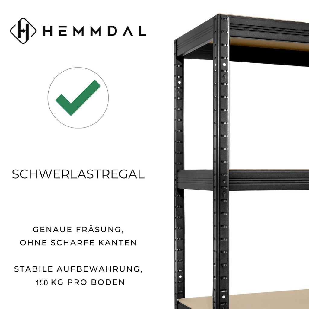 N° de l'image du produit 3 : HEMMDAL Rayonnage pour charges lourdes Type S, noir – 180 x 90 x 45 cm – jusqu'à 750 kg