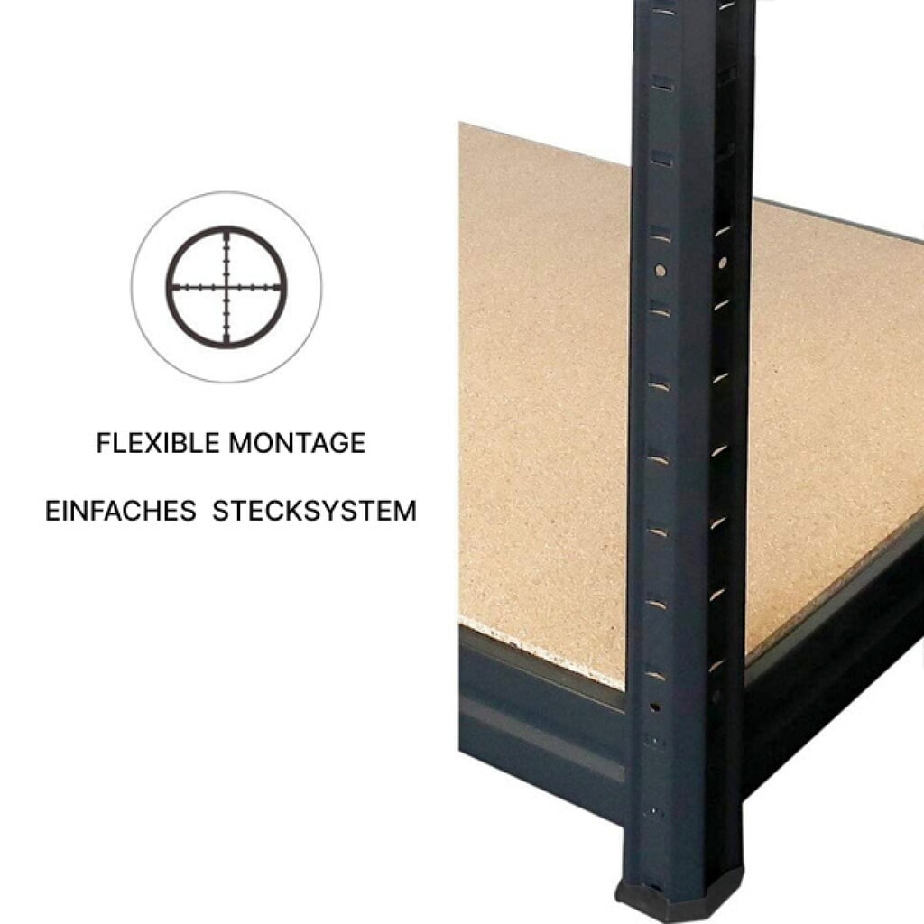 HEMMDAL Rayonnage pour charges lourdes Type S, noir – 180 x 90 x 45 cm – jusqu'à 750 kg N° de l'image du produit 4 : HEMMDAL Rayonnage pour charges lourdes Type S, noir – 180 x 90 x 45 cm – jusqu'à 750 kg