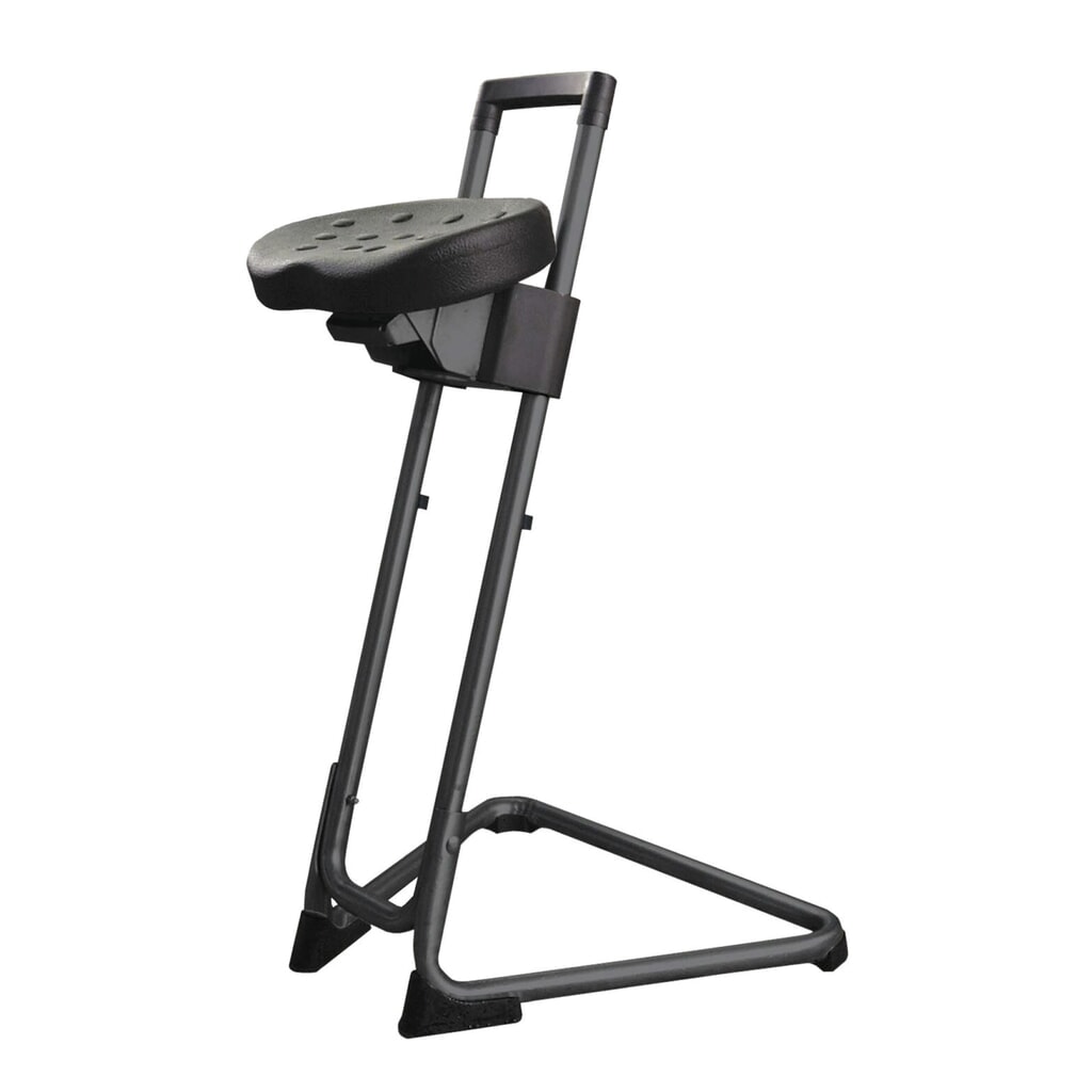 Illustration du produit: Siège assis-debout HEMMDAL, siège confort pivotant et inclinable en PU, hauteur d'assise 600-850 mm, noir