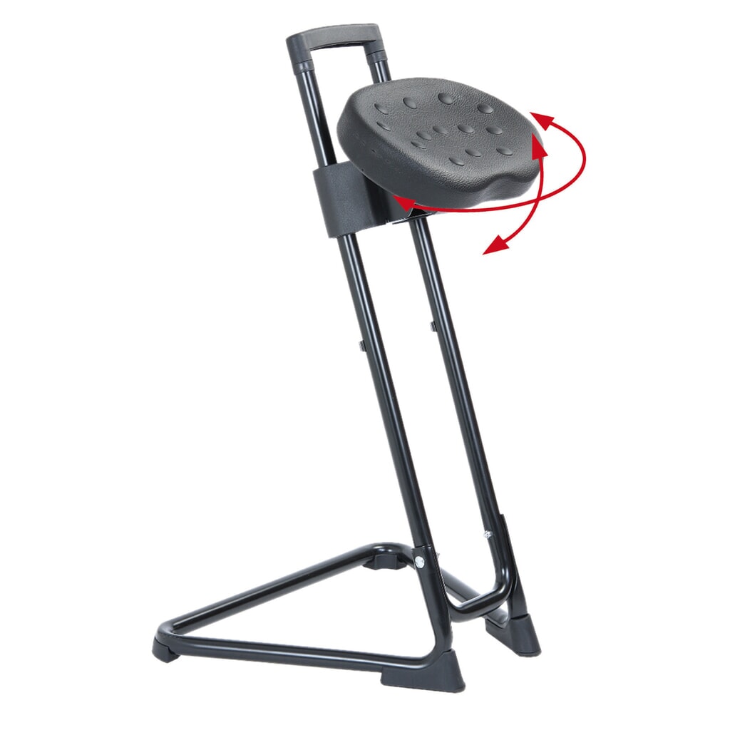Siège assis-debout HEMMDAL, siège confort pivotant et inclinable en PU, hauteur d'assise 600-850 mm, noir N° de l'image du produit 3 : Siège assis-debout HEMMDAL, siège confort pivotant et inclinable en PU, hauteur d'assise 600-850 mm, noir