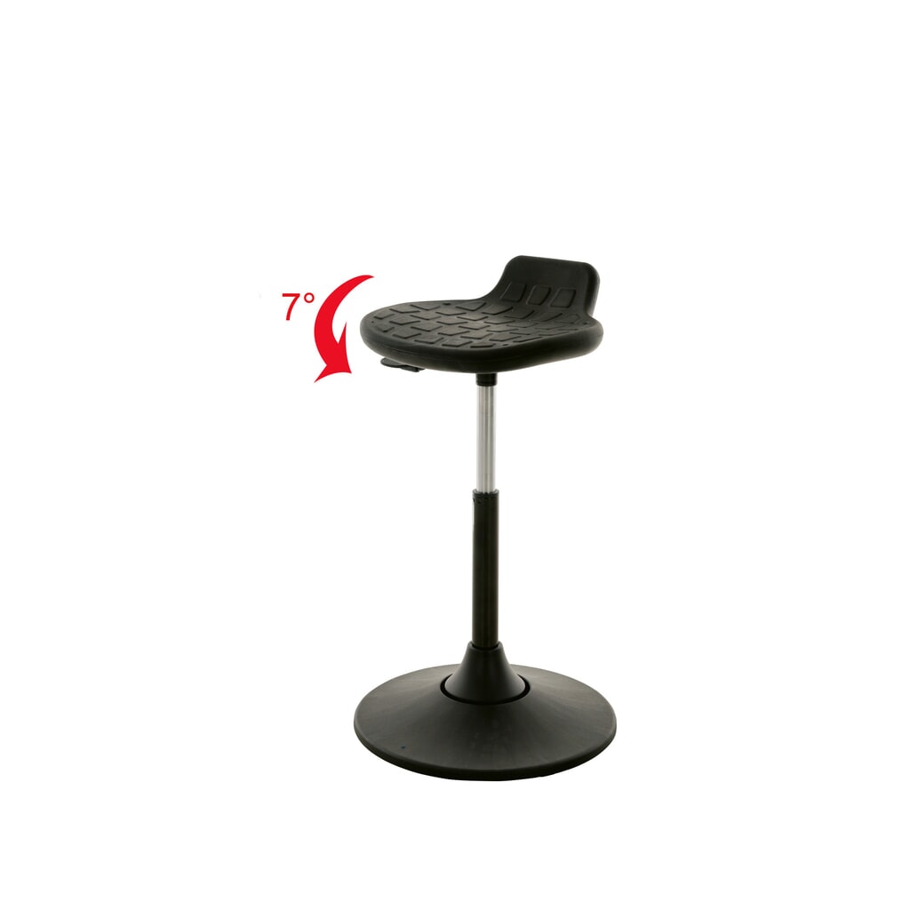 Illustration du produit: Tabouret assis-debout HEMMDAL, siège en PU avec dossier, hauteur d'assise 490-680 mm, pied à base ronde avec siège pivotant
