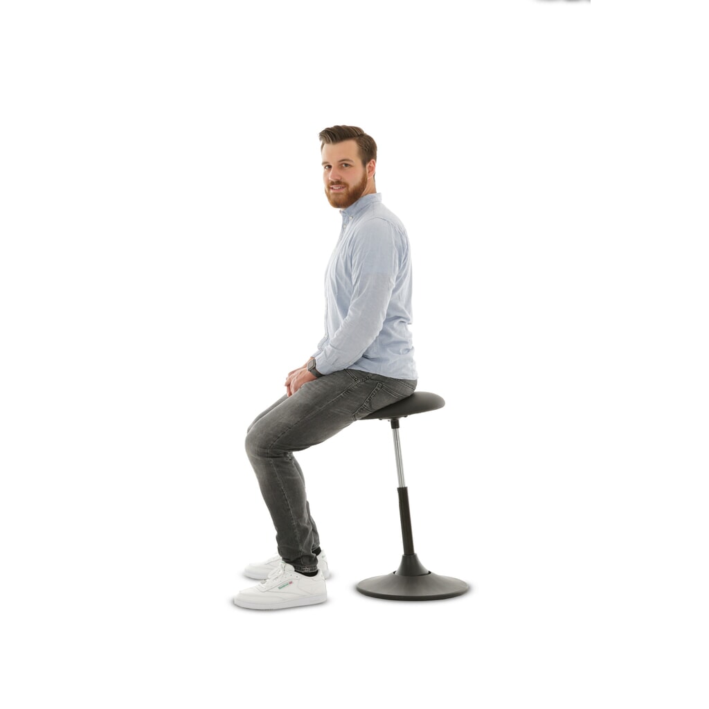 N° de l'image du produit 3 : Tabouret assis-debout HEMMDAL, siège pivotant en simili cuir, hauteur d'assise 510-700 mm, pied à base ronde