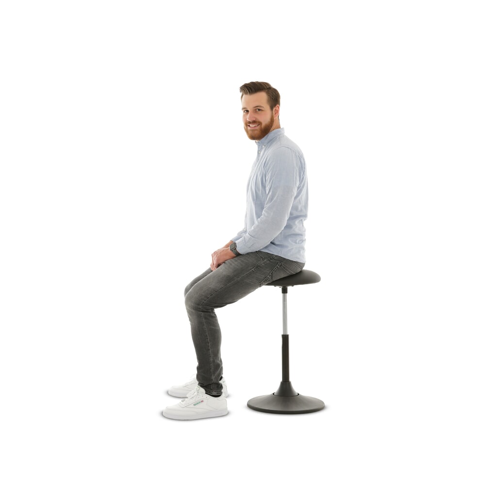 Tabouret assis-debout HEMMDAL, siège pivotant en simili cuir, hauteur d'assise 510-700 mm, pied à base ronde N° de l'image du produit 4 : Tabouret assis-debout HEMMDAL, siège pivotant en simili cuir, hauteur d'assise 510-700 mm, pied à base ronde