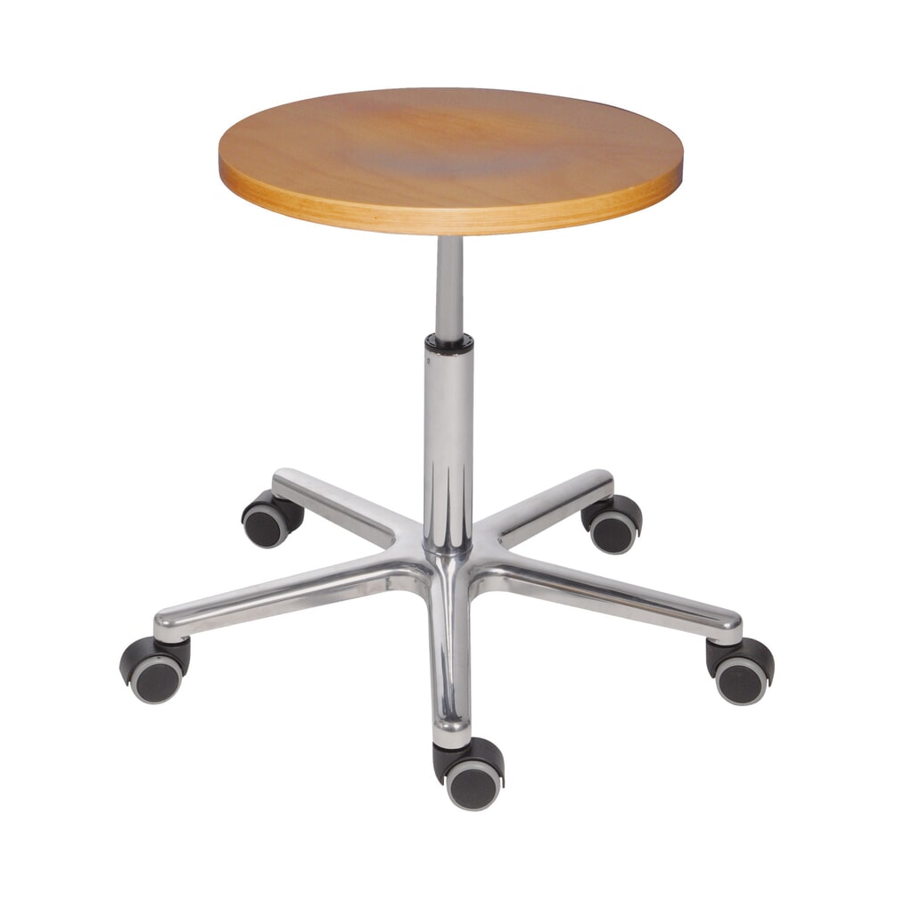 N° de l'image du produit 1 : Tabouret pivotant XXL HEMMDAL, assise en hêtre, hauteur d'assise 470-650 mm, roulettes