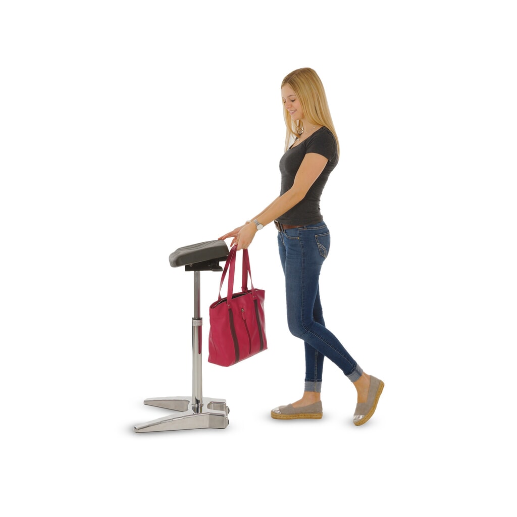 N° de l'image du produit 4 : Tabouret assis-debout XXL HEMMDAL, siège PU extra-large + poignée, hauteur d'assise 700-880 mm