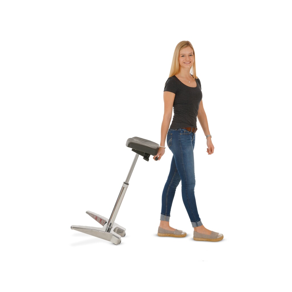 Tabouret assis-debout XXL HEMMDAL, siège PU extra-large + poignée, hauteur d'assise 700-880 mm N° de l'image du produit 5 : Tabouret assis-debout XXL HEMMDAL, siège PU extra-large + poignée, hauteur d'assise 700-880 mm