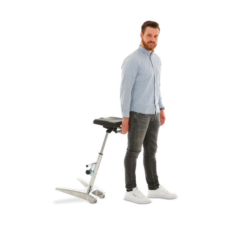 Numéro de l'image du produit 3: Tabouret assis-debout XXL HEMMDAL, siège PU extra-large + poignée, hauteur d'assise 700-880 mm, repose-pieds