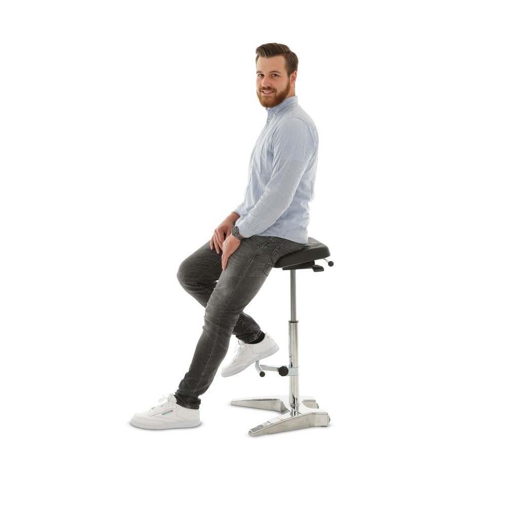 Numéro de l'image du produit 5: Tabouret assis-debout XXL HEMMDAL, siège PU extra-large + poignée, hauteur d'assise 700-880 mm, repose-pieds