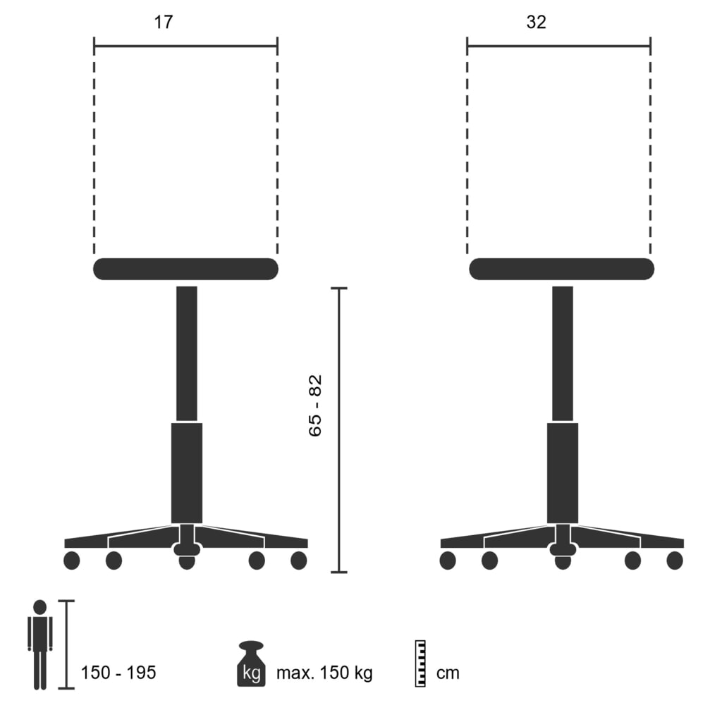 Assis debout / siège de travail hjh OFFICE TOP WORK 33 mousse PU, structure métallique, noir N° de l'image du produit 6 : Assis debout / siège de travail hjh OFFICE TOP WORK 33 mousse PU, structure métallique, noir