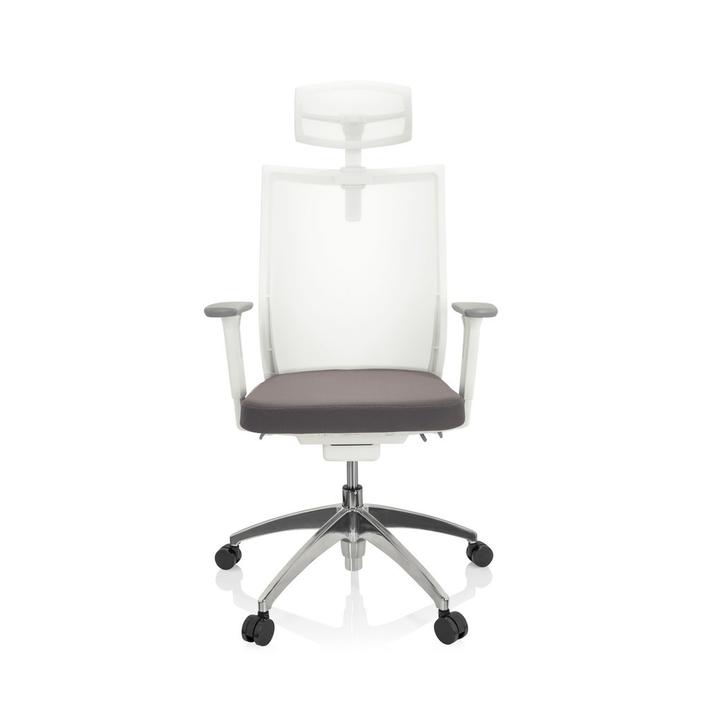 N° de l'image du produit 1 : Siège de bureau / siège pivotant hjh OFFICE ASPEN WHITE PRO maille transparente / assise tissu, gris
