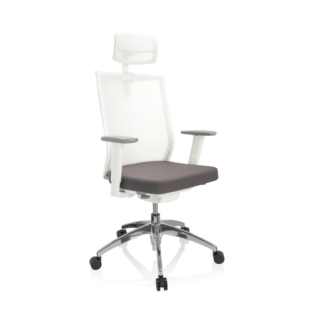 N° de l'image du produit 8 : Siège de bureau / siège pivotant hjh OFFICE ASPEN WHITE PRO maille transparente / assise tissu, gris