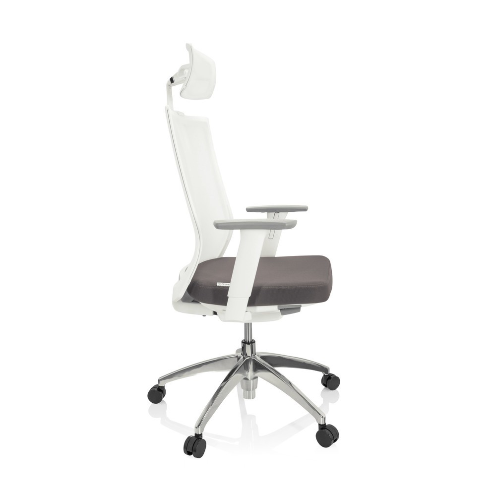 N° de l'image du produit 9 : Siège de bureau / siège pivotant hjh OFFICE ASPEN WHITE PRO maille transparente / assise tissu, gris