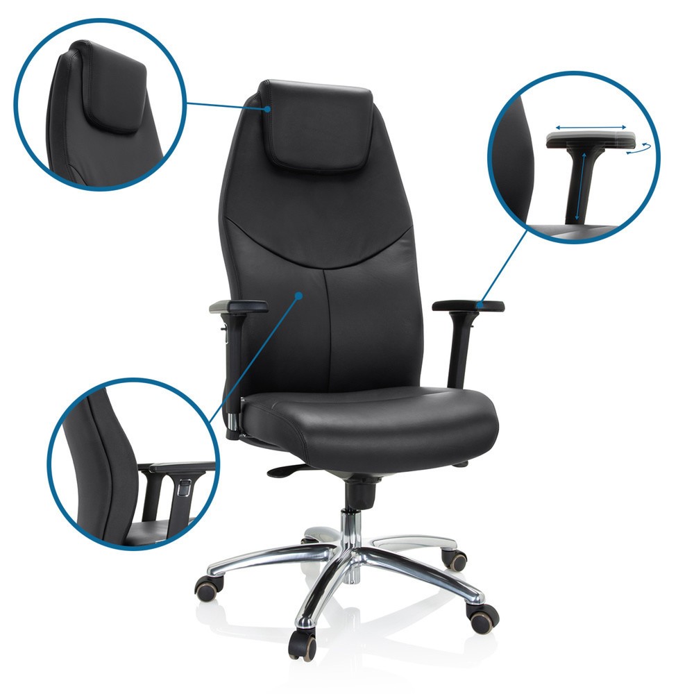 Numéro de l'image du produit 2: Siège de bureau / fauteuil de direction hjh OFFICE FERRARA cuir, noir