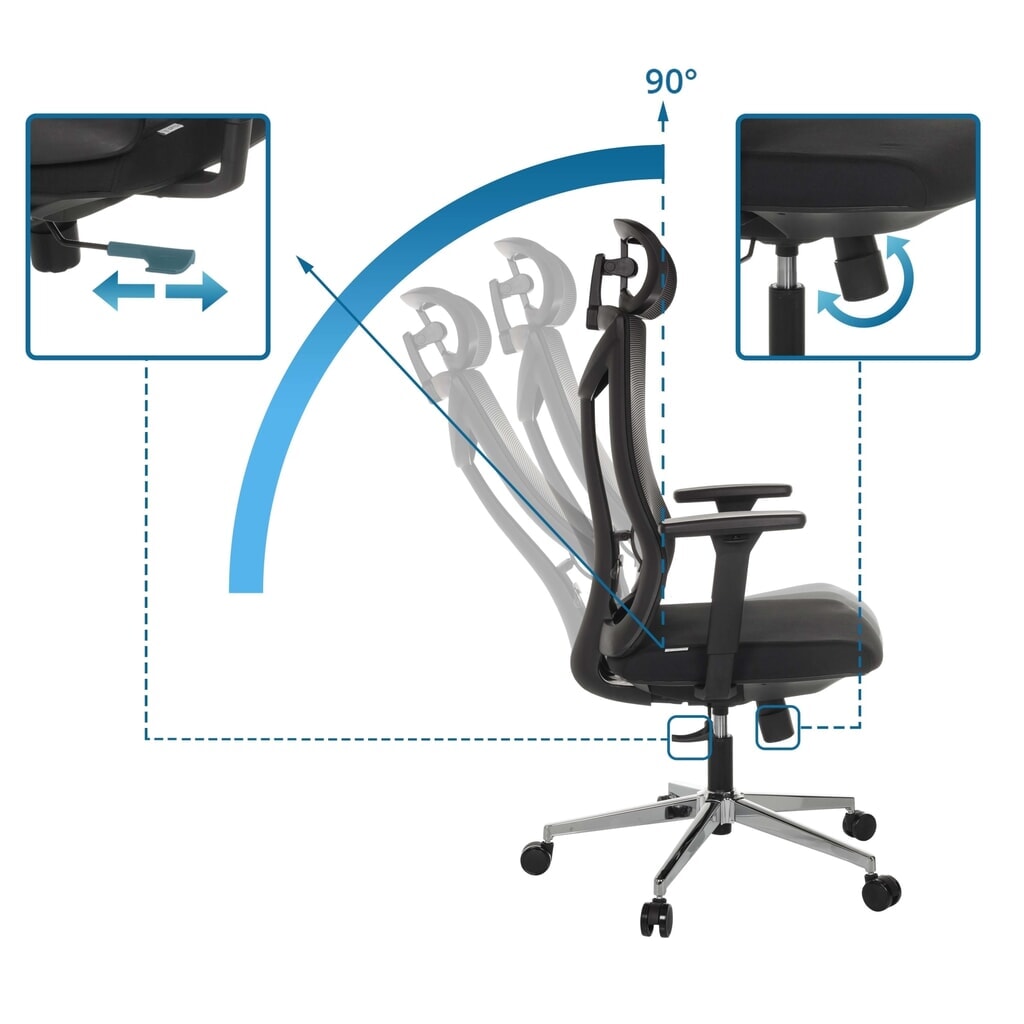 Chaise de bureau hjh OFFICE KAMIAK, mécanisme synchrone, capacité de charge 120 kg, noir N° de l'image du produit 2 : Chaise de bureau hjh OFFICE KAMIAK, mécanisme synchrone, capacité de charge 120 kg, noir