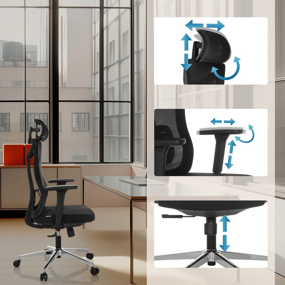 N° de l'image du produit 3 : Chaise de bureau hjh OFFICE KAMIAK, mécanisme synchrone, capacité de charge 120 kg, noir