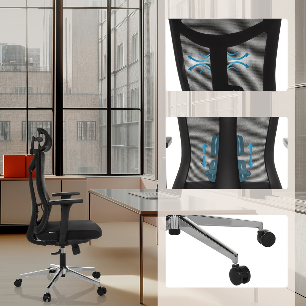 N° de l'image du produit 4 : Chaise de bureau hjh OFFICE KAMIAK, mécanisme synchrone, capacité de charge 120 kg, noir