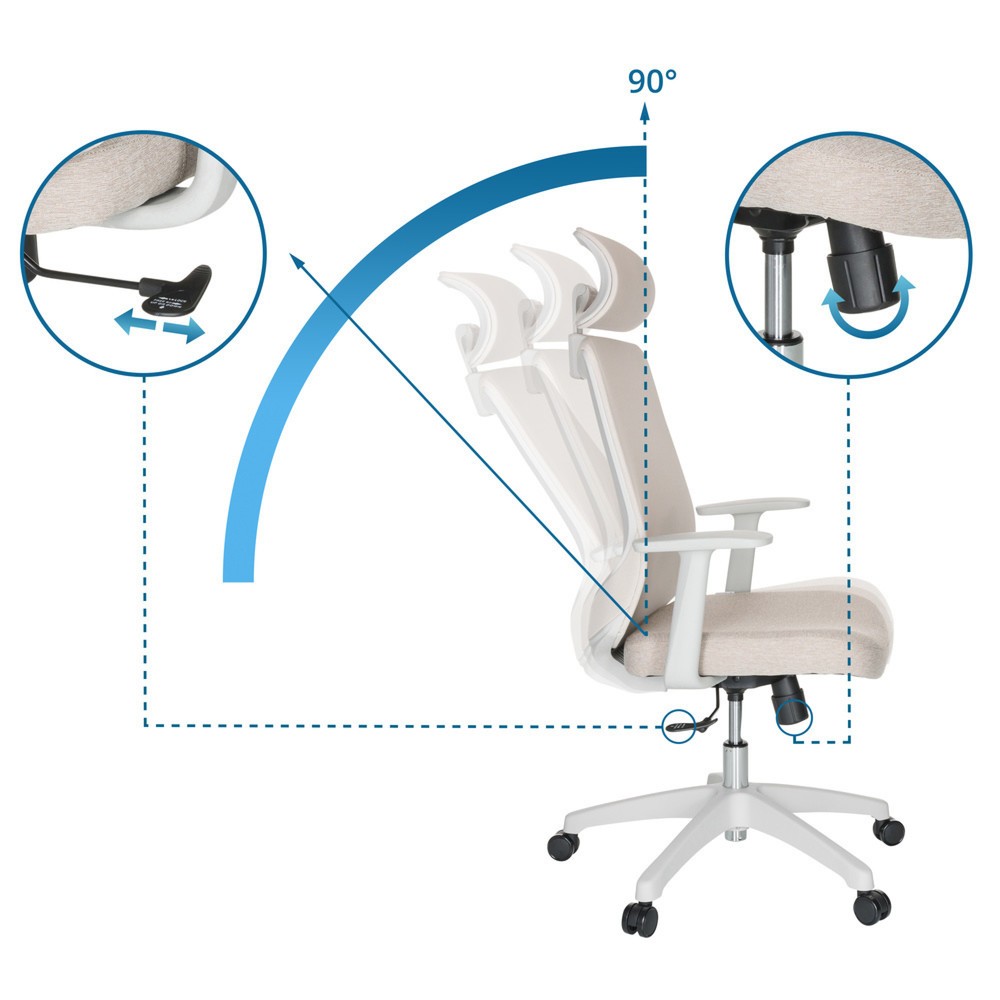 Numéro de l'image du produit 2: Siège de bureau / siège pivotant hjh OFFICE MIKEO W maille/tissu, beige