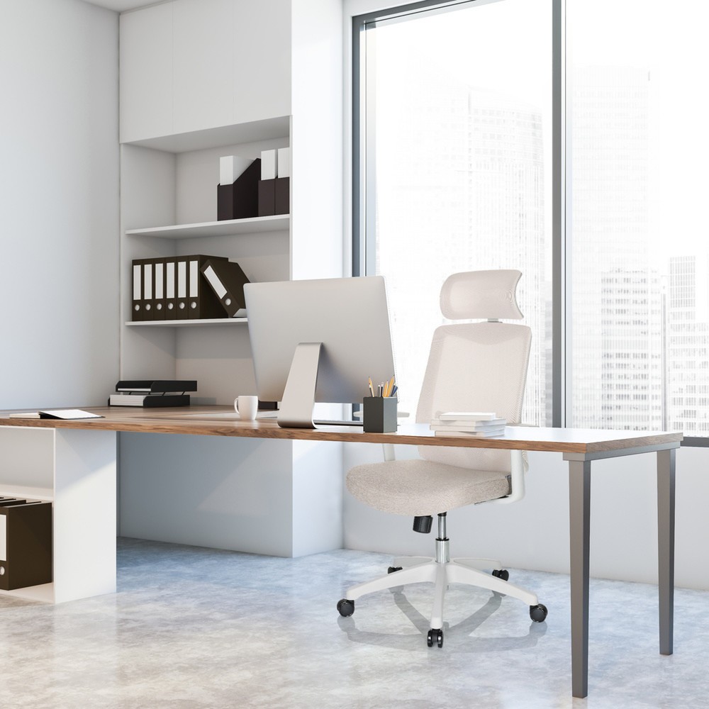 Numéro de l'image du produit 6: Siège de bureau / siège pivotant hjh OFFICE MIKEO W maille/tissu, beige