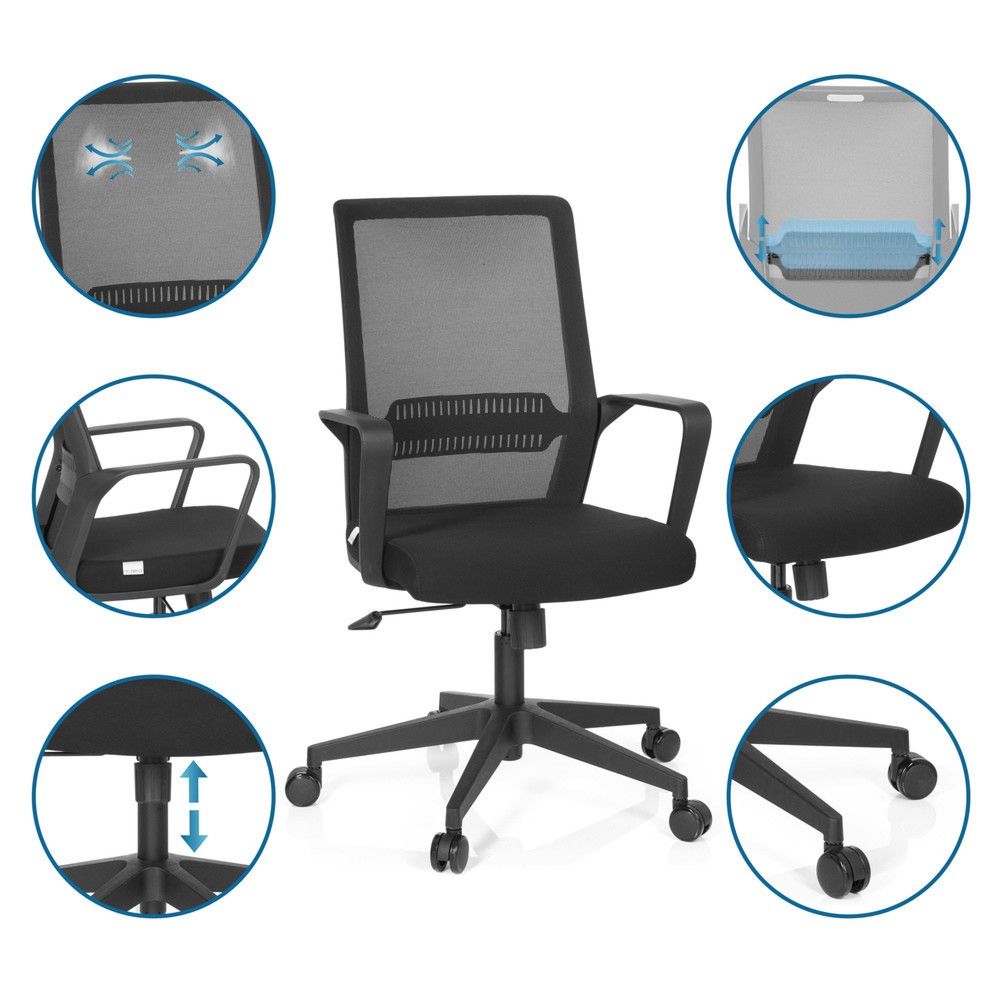 Numéro de l'image du produit 3: Siège de bureau / siège pivotant hjh OFFICE PRESTON maille, noir