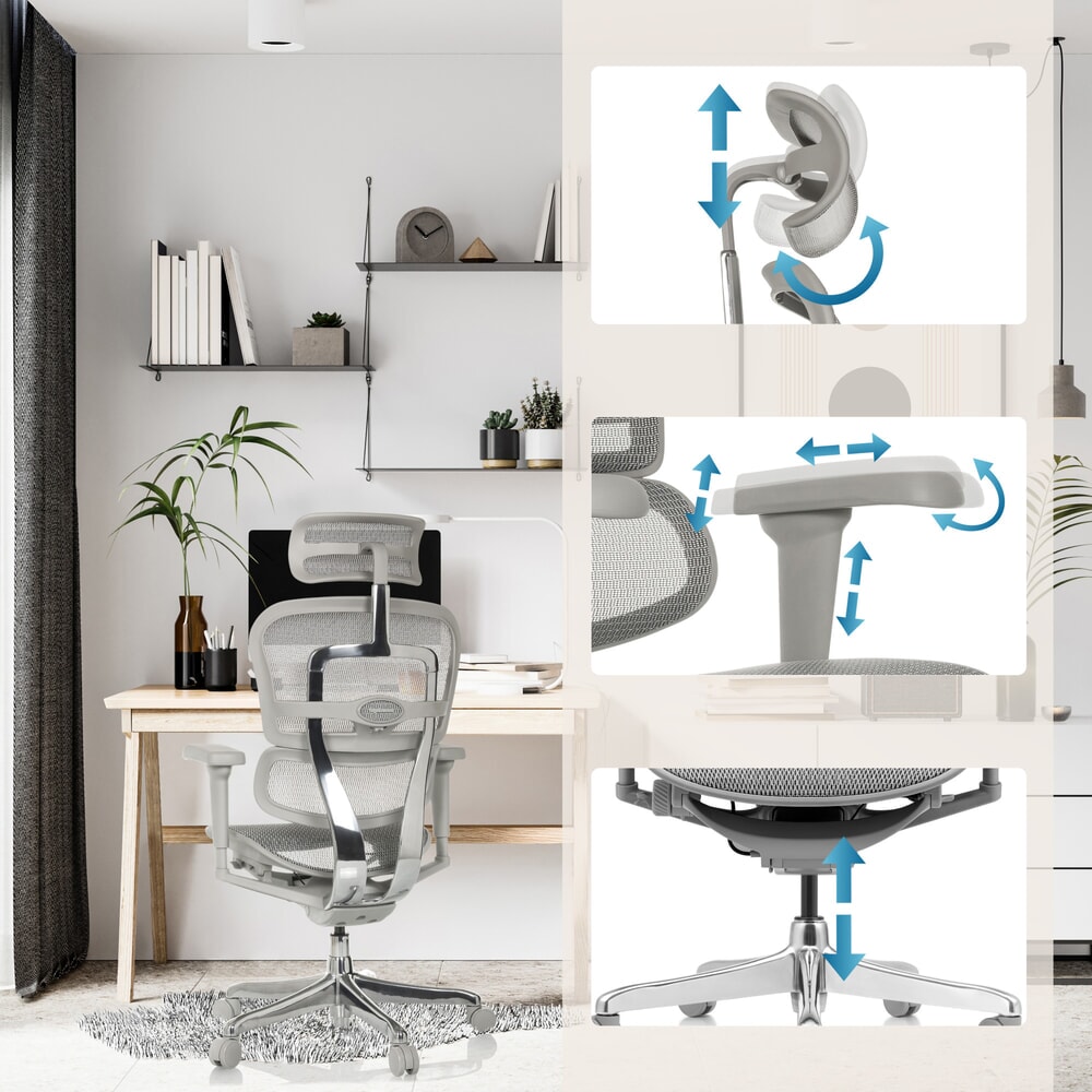 N° de l'image du produit 3 : Fauteuil de direction hjh OFFICE ERGOHUMAN ULTRA G GEN2, dossier en résille, capacité de charge 120 kg, coussin en tissu 460 - 580 mm, gris