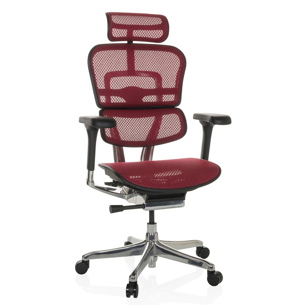 N° de l'image du produit 5 : Fauteuil de direction hjh OFFICE ERGOHUMAN GEN2, capacité de charge 150 kg, tissu résille, coussin en tissu 480 - 590 mm, rouge