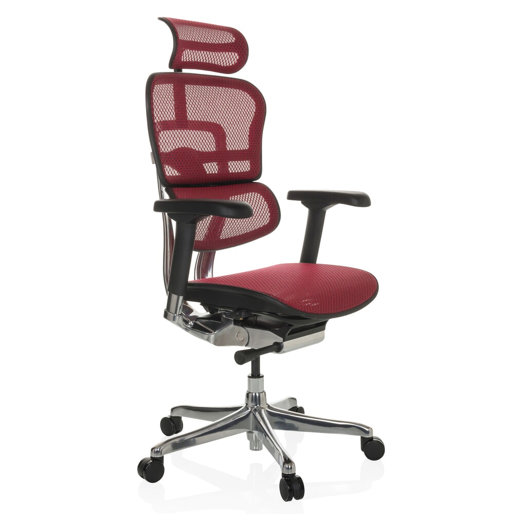N° de l'image du produit 7 : Fauteuil de direction hjh OFFICE ERGOHUMAN GEN2, capacité de charge 150 kg, tissu résille, coussin en tissu 480 - 590 mm, rouge