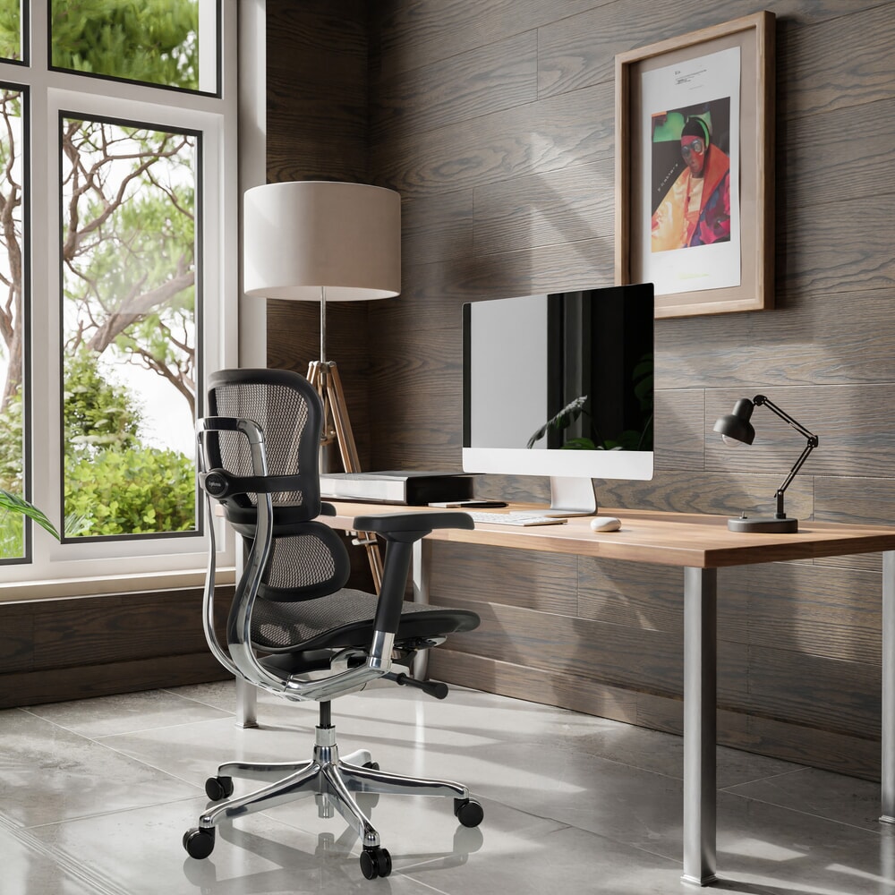 N° de l'image du produit 4 : Fauteuil de direction hjh OFFICE ERGOHUMAN BASE GEN2, capacité de charge 150 kg, tissu résille, coussin en tissu 470 - 580 mm, noir, sans appui-tête