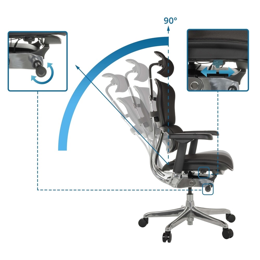 N° de l'image du produit 2 : Fauteuil de direction hjh OFFICE ERGOHUMAN GEN2, capacité de charge 150 kg, entièrement rembourré, coussin en tissu 450 - 560 mm, noir