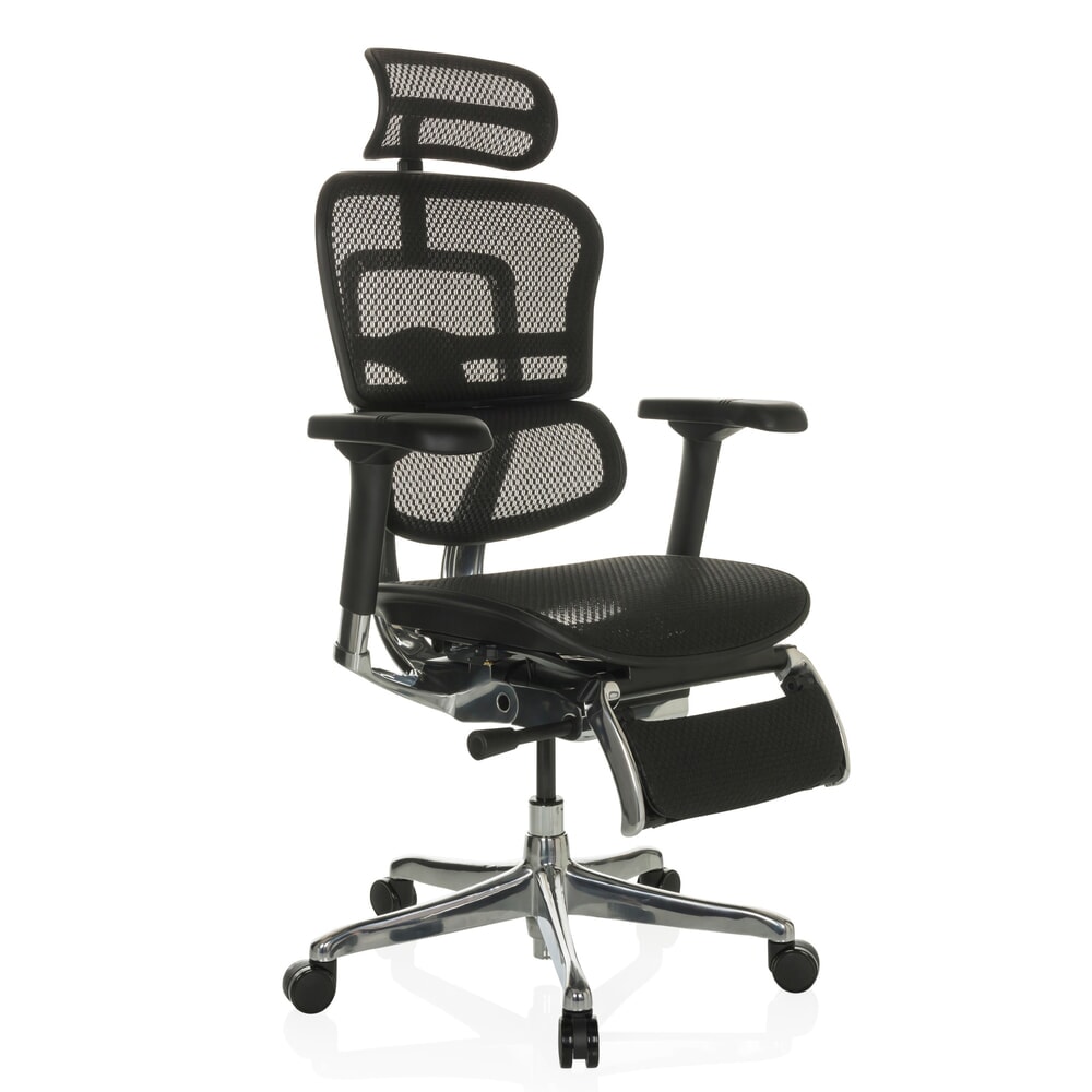 N° de l'image du produit 6 : Fauteuil de direction hjh OFFICE ERGOHUMAN PLUS LEGPRO GEN2, capacité de charge 150 kg, avec repose-jambes, tissu résille, coussin en tissu 480 - 580 mm, noir