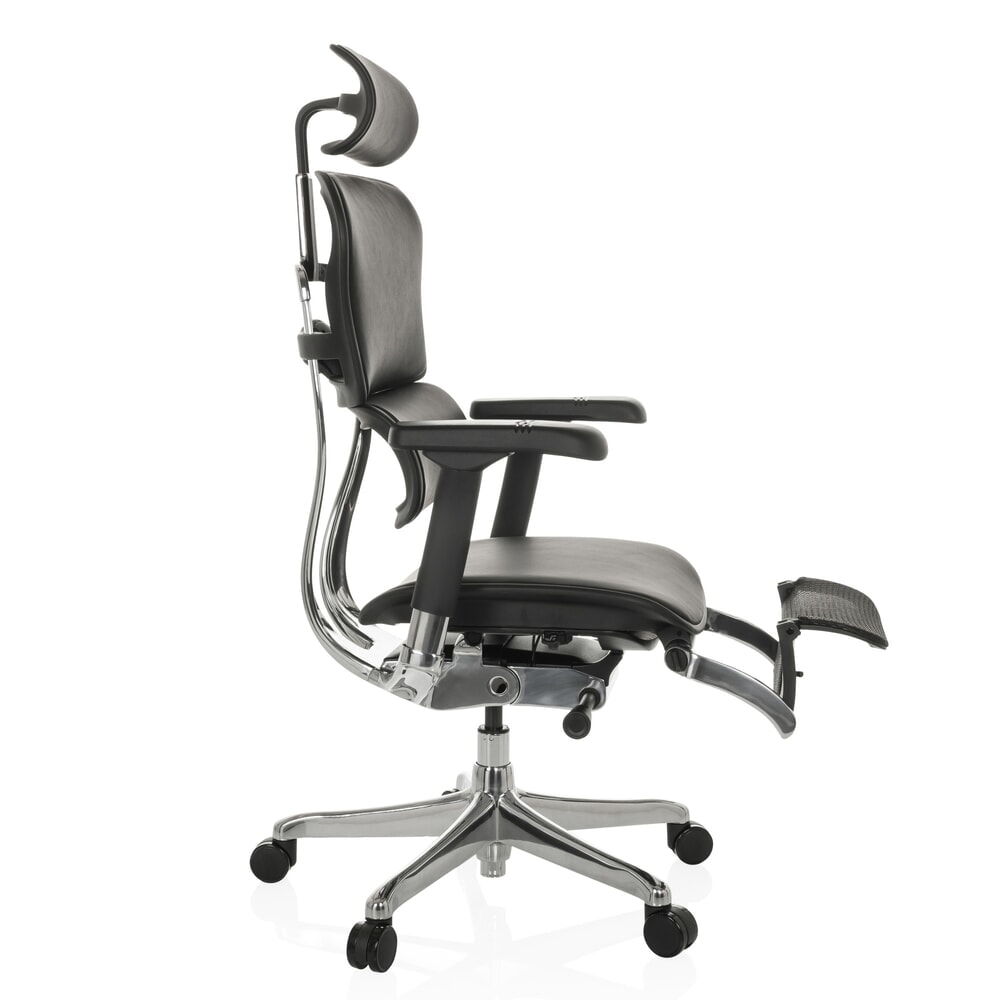 N° de l'image du produit 10 : Fauteuil de direction hjh OFFICE ERGOHUMAN PLUS LEGPRO GEN2, capacité de charge 150 kg, avec repose-jambes, cuir, coussin en tissu 450-560 mm, noir