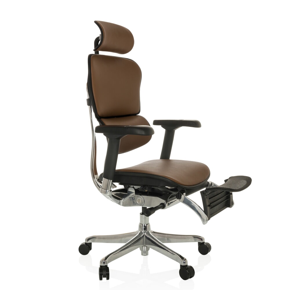 N° de l'image du produit 9 : Fauteuil de direction hjh OFFICE ERGOHUMAN PLUS LEGPRO GEN2, capacité de charge 150 kg, avec repose-jambes, cuir, coussin en tissu 450-560 mm, marron