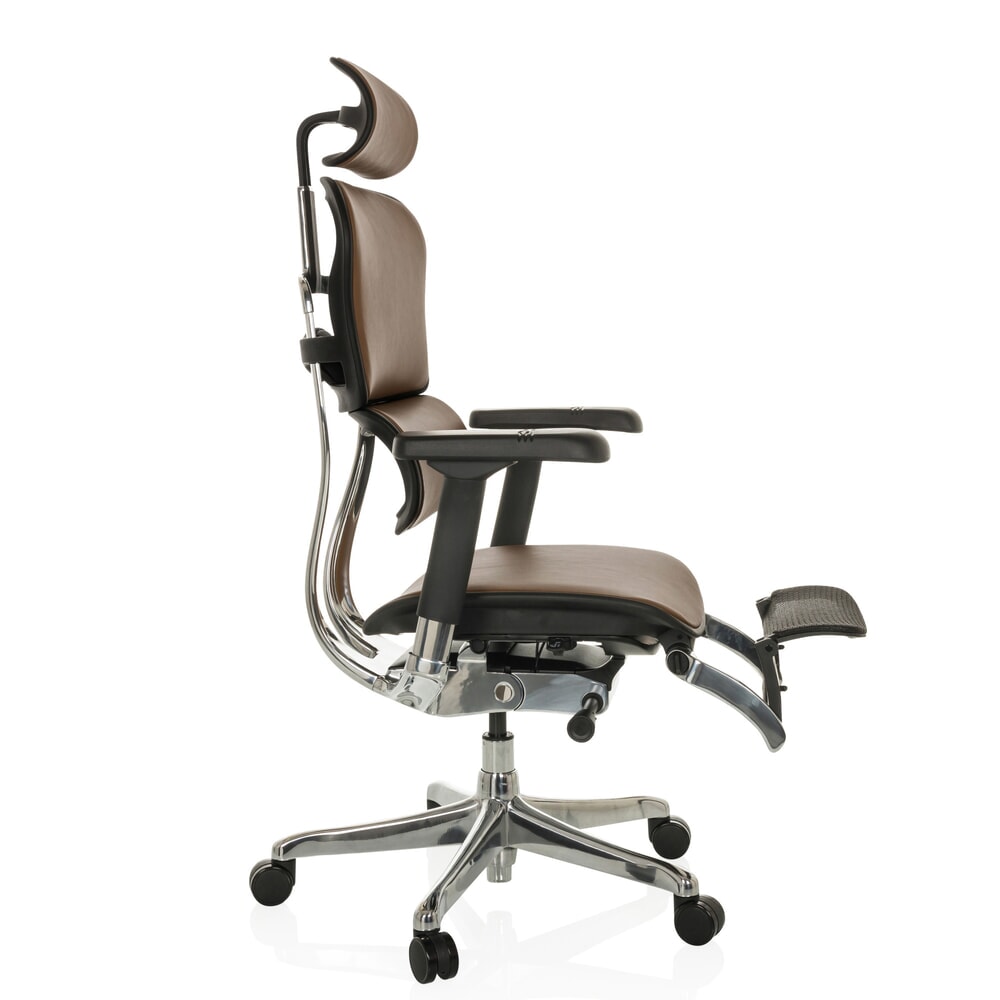N° de l'image du produit 10 : Fauteuil de direction hjh OFFICE ERGOHUMAN PLUS LEGPRO GEN2, capacité de charge 150 kg, avec repose-jambes, cuir, coussin en tissu 450-560 mm, marron