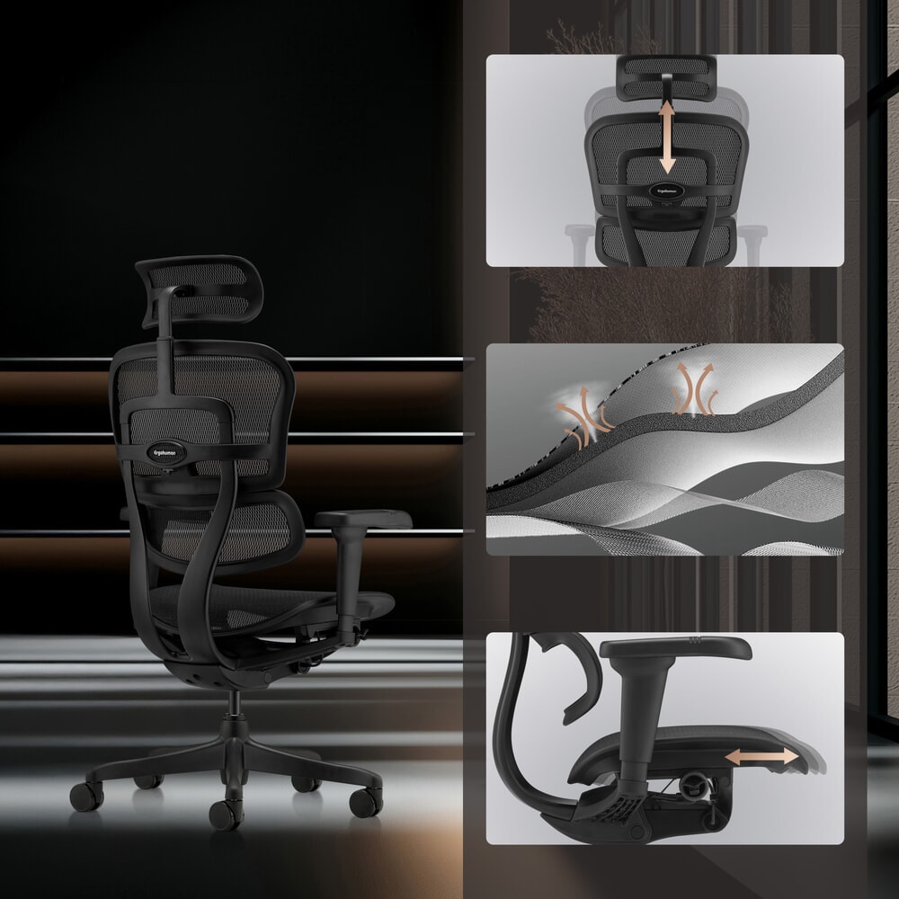 N° de l'image du produit 4 : Fauteuil de direction hjh OFFICE fauteuil de direction SIGNATURE GEN2, dossier en résille, capacité de charge 120 kg, coussin en tissu 490 - 590 mm, noir