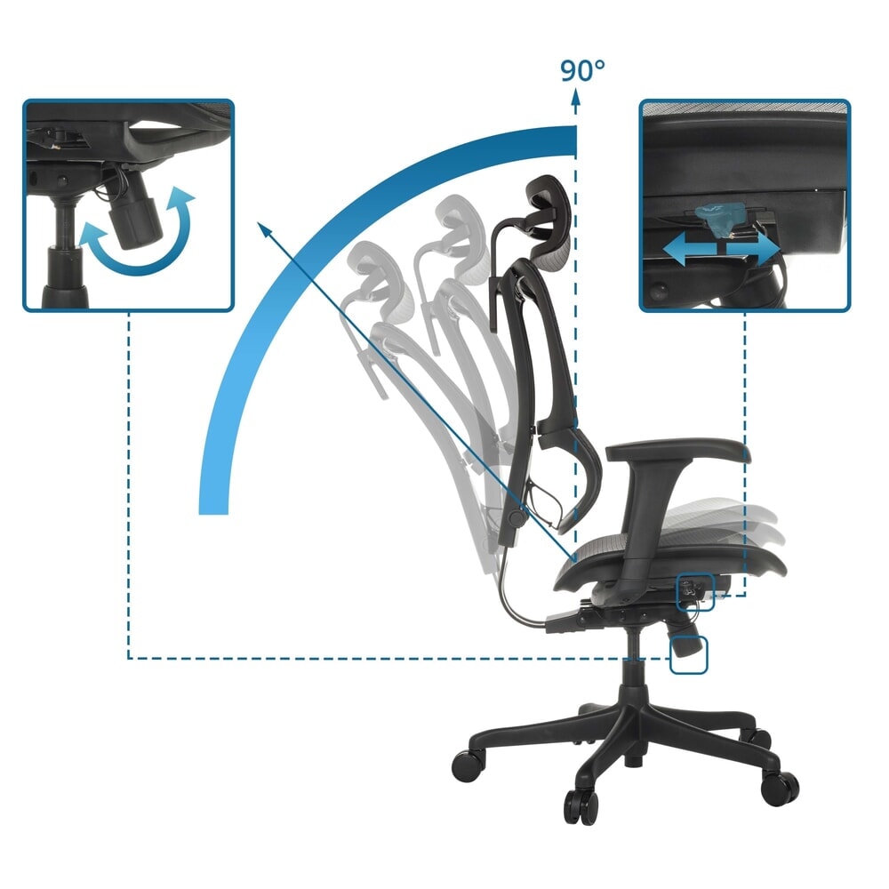 N° de l'image du produit 2 : Fauteuil de direction hjh OFFICE ERGOHUMAN SLIM ECO M GEN2, dossier flexible, capacité de charge 120 kg, hauteur 1120 - 1340 mm, assise en résille, noir