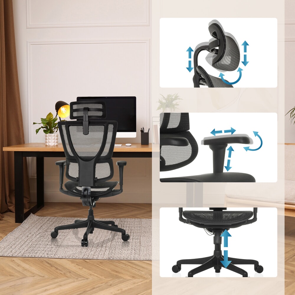 N° de l'image du produit 3 : Fauteuil de direction hjh OFFICE ERGOHUMAN SLIM ECO M GEN2, dossier flexible, capacité de charge 120 kg, hauteur 1120 - 1340 mm, assise en résille, noir