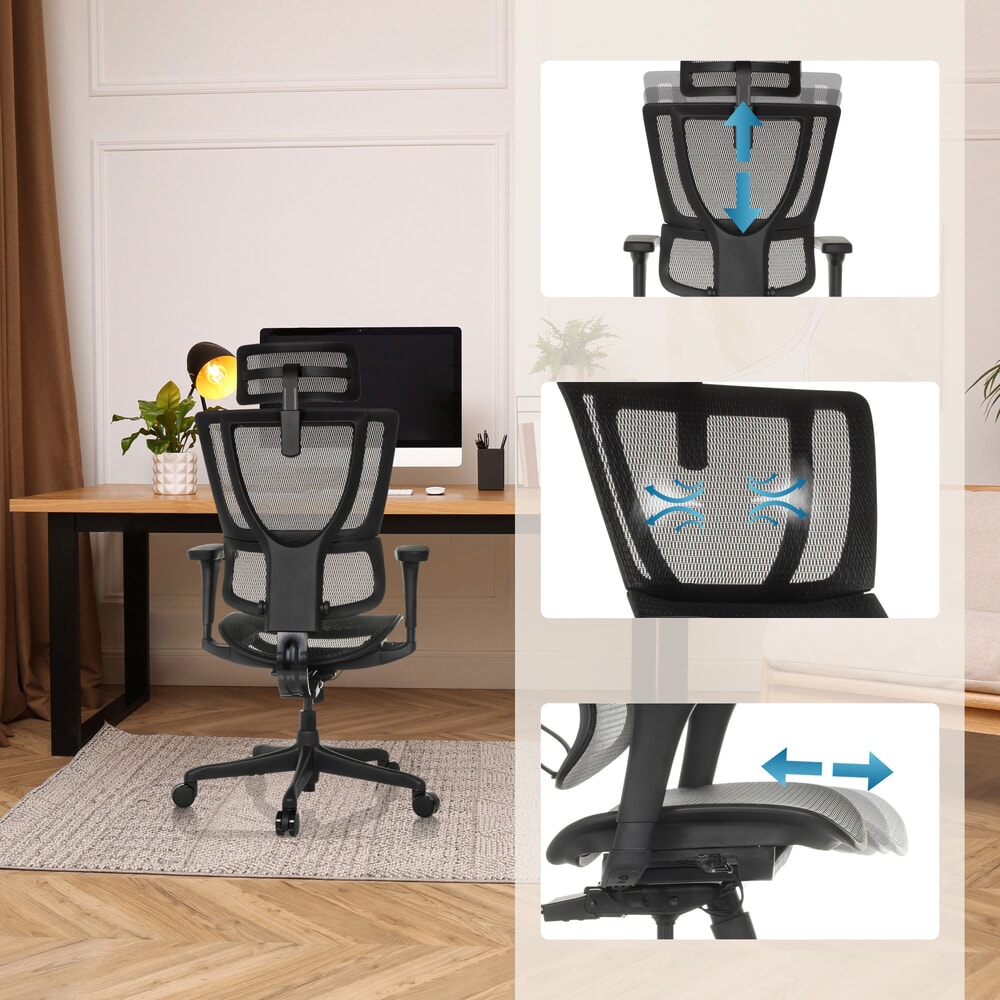 N° de l'image du produit 4 : Fauteuil de direction hjh OFFICE ERGOHUMAN SLIM ECO M GEN2, dossier flexible, capacité de charge 120 kg, hauteur 1120 - 1340 mm, assise en résille, noir