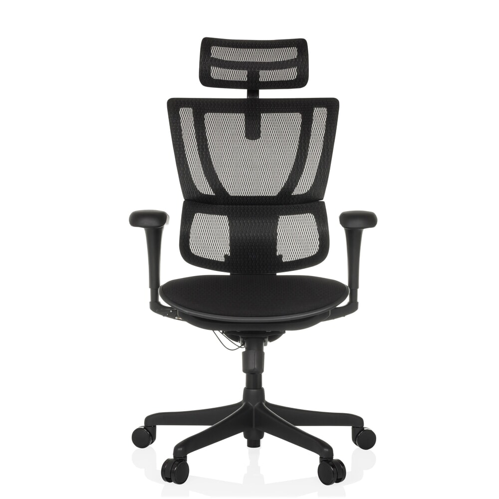 N° de l'image du produit 1 : Fauteuil de direction hjh OFFICE ERGOHUMAN SLIM ECO F GEN2, avec dossier flexible, capacité de charge 120 kg, hauteur 1120 - 1340 mm, assise en tissu, noir