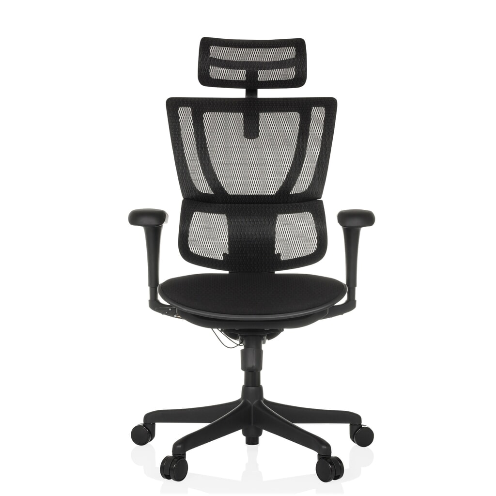 N° de l'image du produit 1 : Fauteuil de direction hjh OFFICE ERGOHUMAN SLIM ECO F GEN2, avec dossier flexible, capacité de charge 120 kg, hauteur 1120 - 1340 mm, assise en tissu, noir