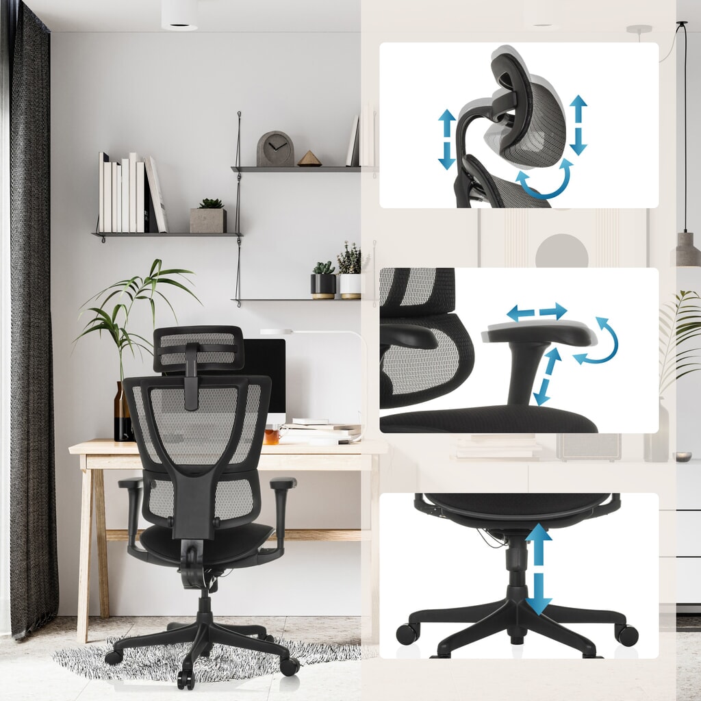 Fauteuil de direction hjh OFFICE ERGOHUMAN SLIM ECO F GEN2, avec dossier flexible, capacité de charge 120 kg, hauteur 1120 - 1340 mm, assise en tissu, noir N° de l'image du produit 3 : Fauteuil de direction hjh OFFICE ERGOHUMAN SLIM ECO F GEN2, avec dossier flexible, capacité de charge 120 kg, hauteur 1120 - 1340 mm, assise en tissu, noir