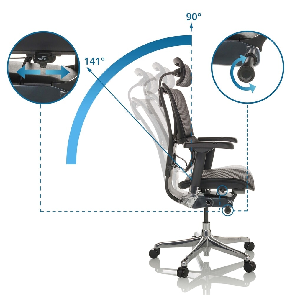 N° de l'image du produit 2 : Fauteuil de direction hjh OFFICE ERGOHUMAN SLIM GEN2, avec dossier flexible, capacité de charge 150 kg, noir, accoudoir noir