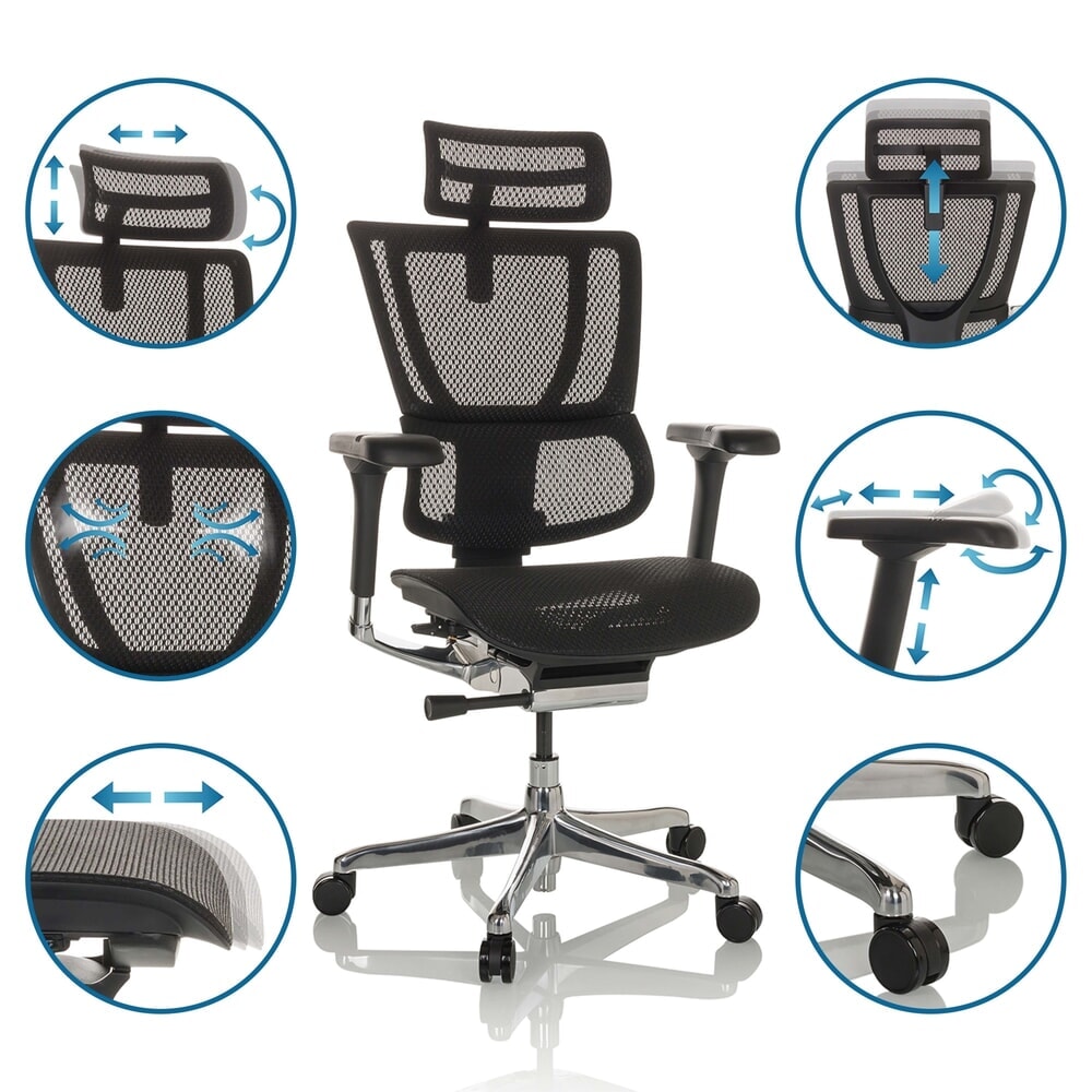 N° de l'image du produit 3 : Fauteuil de direction hjh OFFICE ERGOHUMAN SLIM GEN2, avec dossier flexible, capacité de charge 150 kg, noir, accoudoir noir