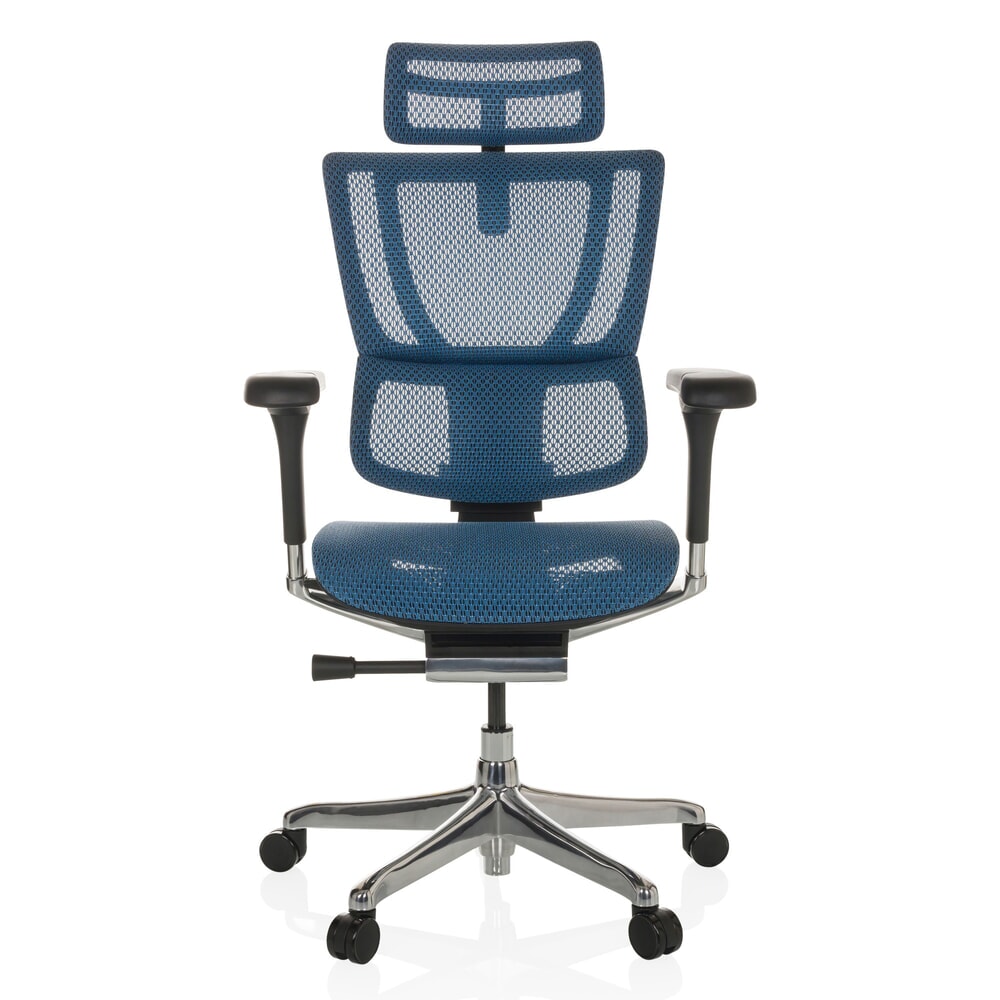 N° de l'image du produit 1 : Fauteuil de direction hjh OFFICE ERGOHUMAN SLIM GEN2, dossier flexible, capacité de charge 150 kg, bleu, accoudoir noir
