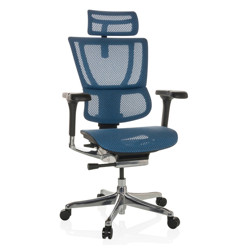 N° de l'image du produit 5 : Fauteuil de direction hjh OFFICE ERGOHUMAN SLIM GEN2, dossier flexible, capacité de charge 150 kg, bleu, accoudoir noir