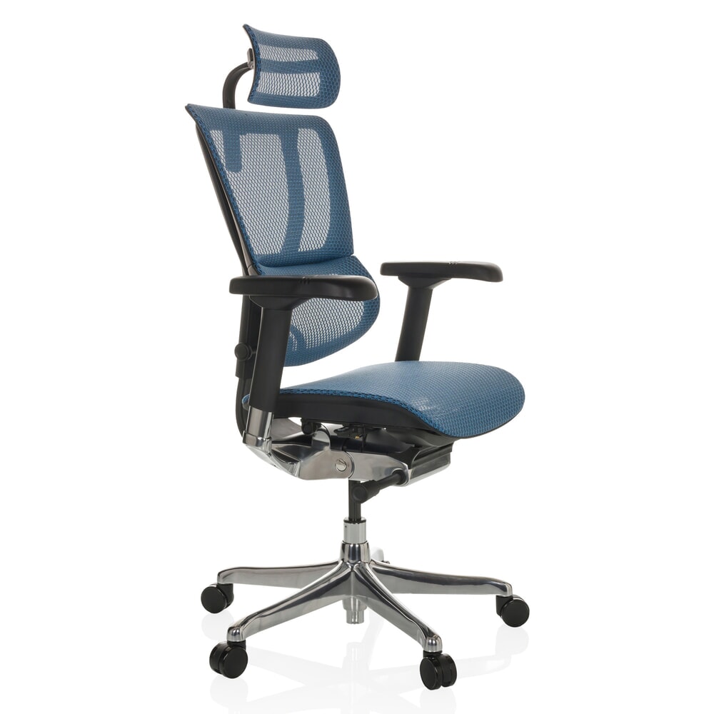 N° de l'image du produit 8 : Fauteuil de direction hjh OFFICE ERGOHUMAN SLIM GEN2, dossier flexible, capacité de charge 150 kg, bleu, accoudoir noir