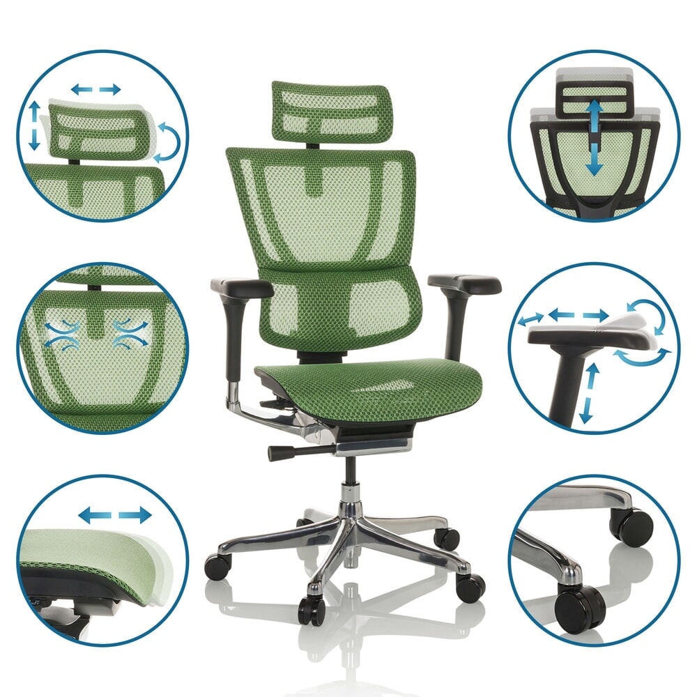 N° de l'image du produit 3 : Fauteuil de direction hjh OFFICE ERGOHUMAN SLIM GEN2, avec dossier flexible, capacité de charge 150 kg, vert, accoudoir noir