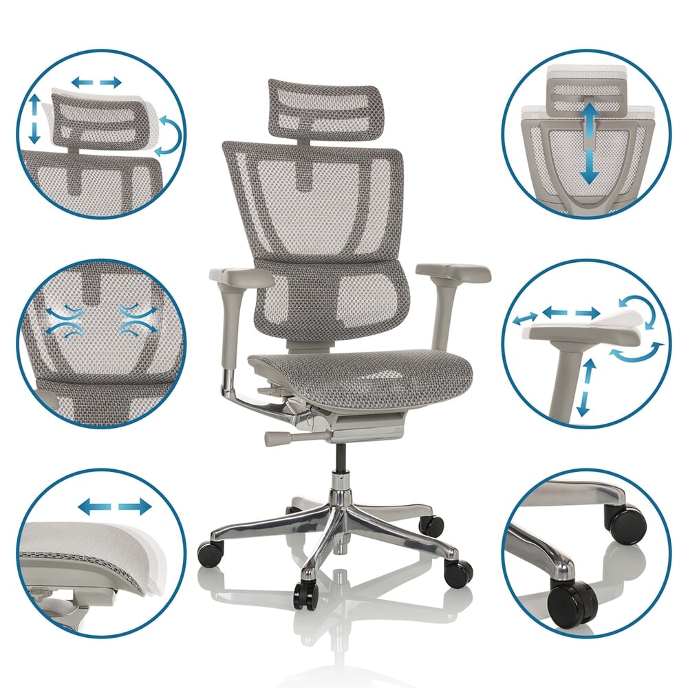 N° de l'image du produit 3 : Fauteuil de direction hjh OFFICE ERGOHUMAN SLIM G GEN2, avec dossier flexible, capacité de charge 150 kg, gris clair, accoudoir gris