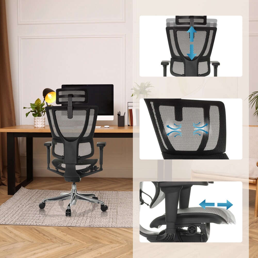 N° de l'image du produit 4 : Fauteuil de direction hjh OFFICE ERGOHUMAN SLIM ULTRA GEN2, avec dossier flexible, capacité de charge 120 kg, hauteur 1160 - 1350 mm, assise en résille, noir