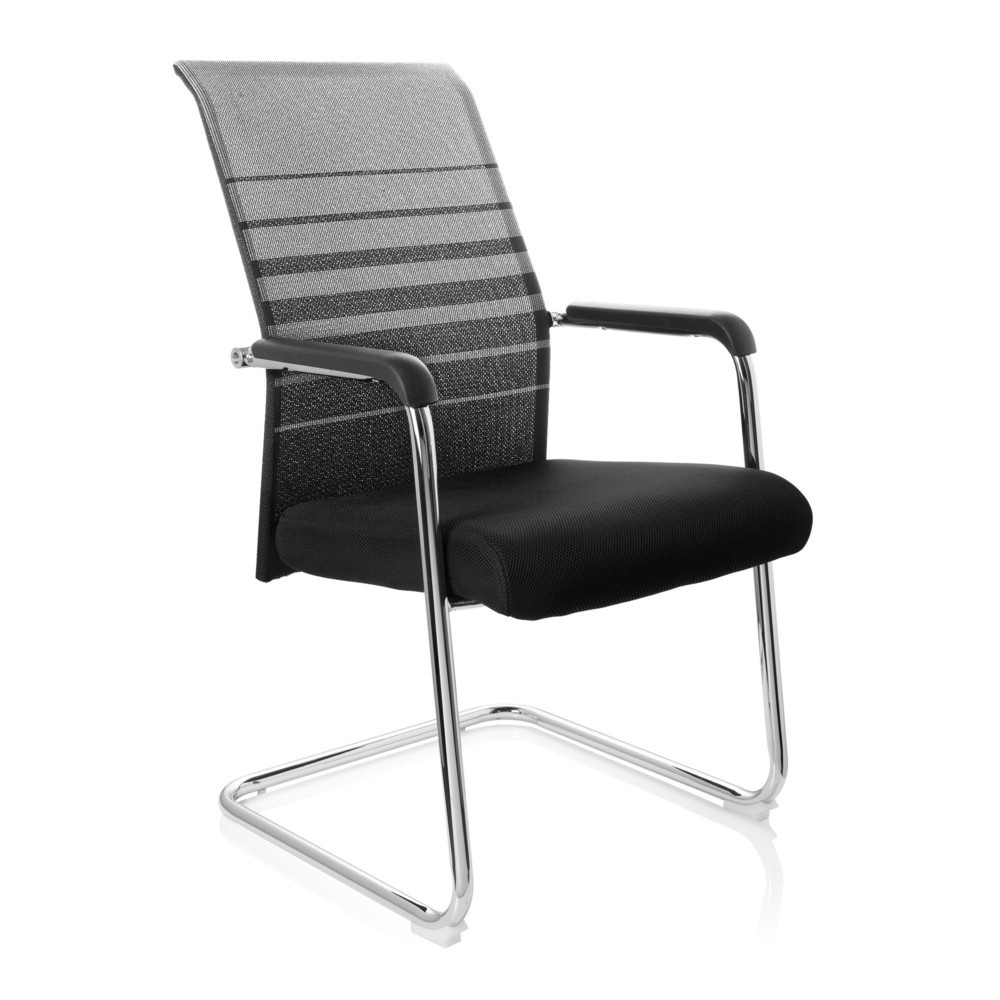 N° de l'image du produit 6 : Chaise de réunion / chaise-visiteur hjh OFFICE / FALCONE V tissu, noir/gris