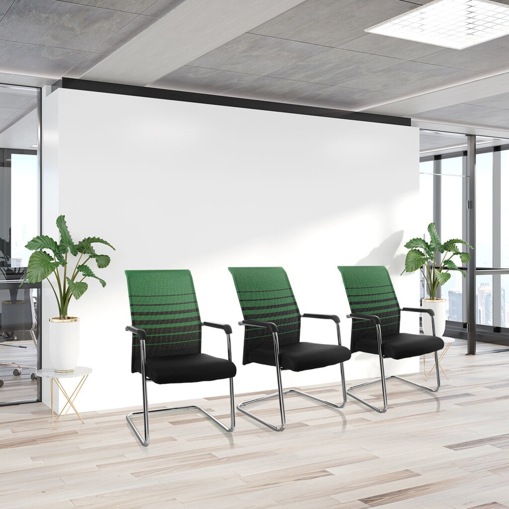 N° de l'image du produit 5 : Chaise de réunion / chaise-visiteur hjh OFFICE / FALCONE V tissu, noir/vert